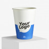 Gobelet en carton de 350 ml en bleu et blanc avec votre logo