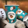 Gobelets en carton bio à simple paroi avec 'Malibu' motif noix de coco