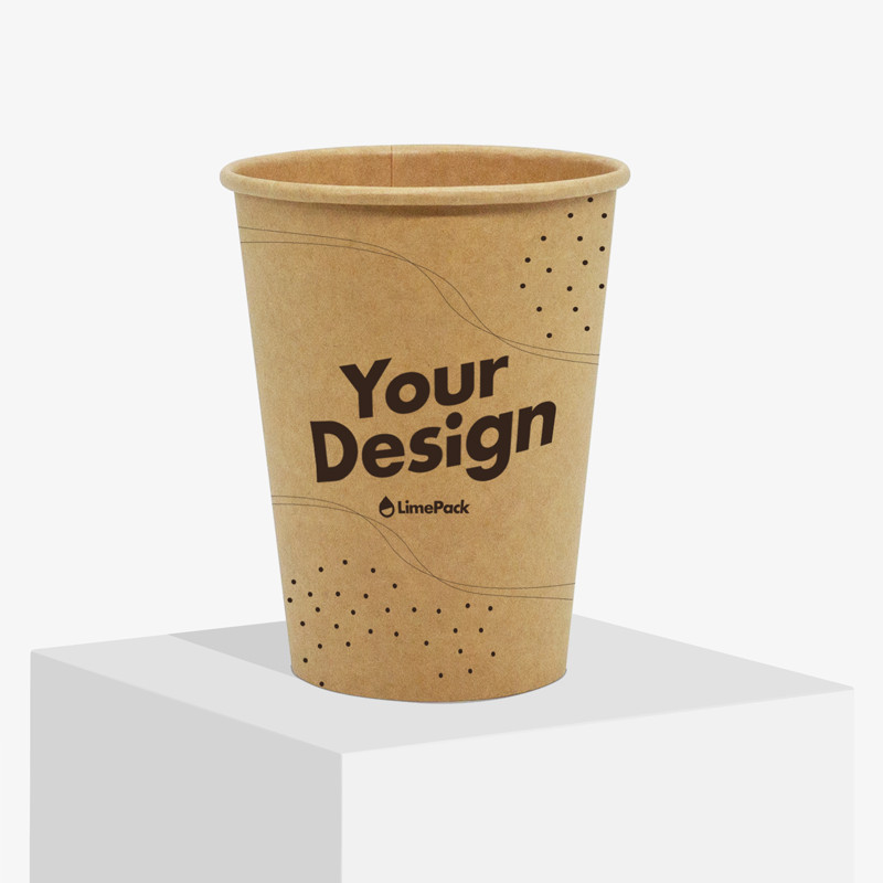 100 Gobelets Carton Kraft Double Paroi 240ml - Avec Couvercles Pour Café à Emporter